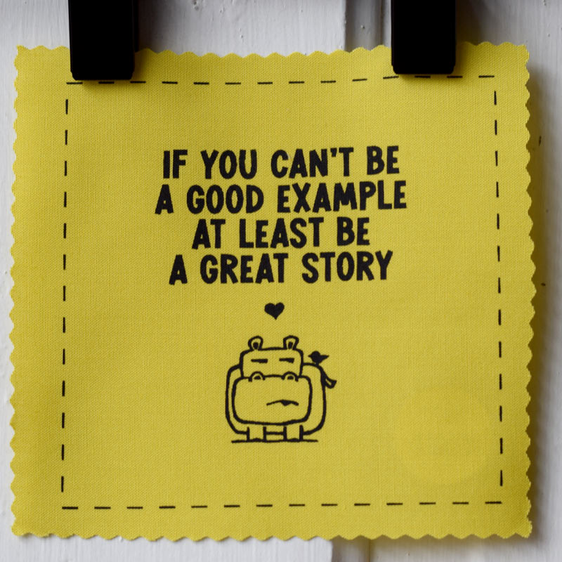 If you can't be a good example at least be a great story
